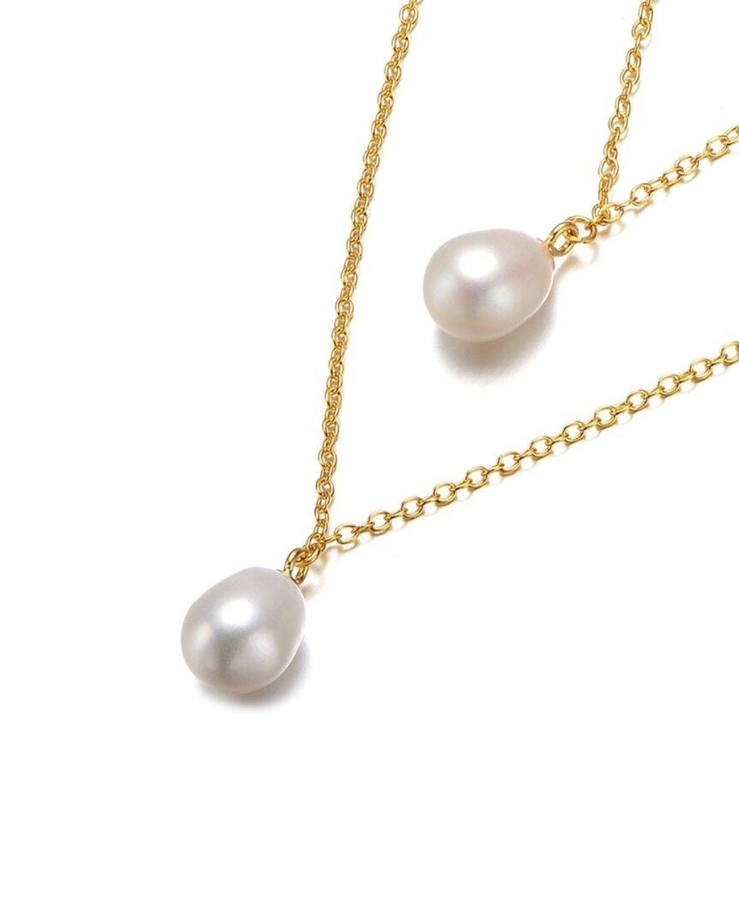 Genevive Jewelry White 14k Over Silver 14.5-15mm Pearl Necklace