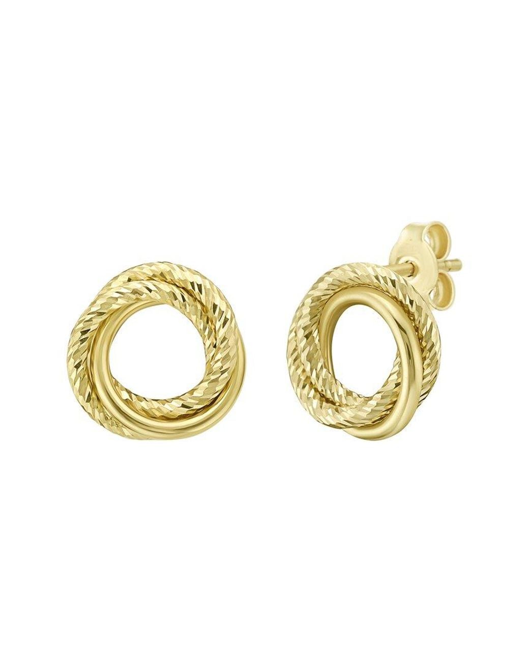 Italian Gold Metallic 14K Trinity Stud Earrings