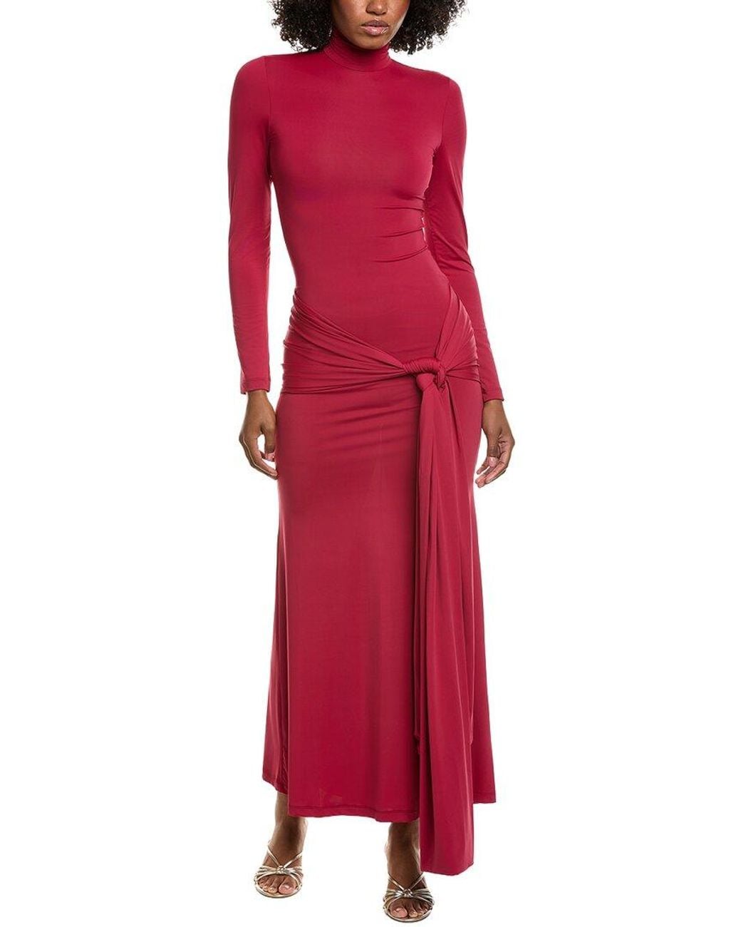 Bardot Red Alix Maxi Tie-Front Dress