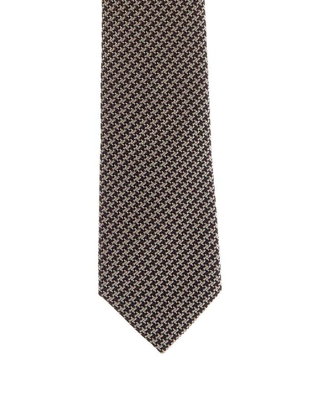 Canali Black Check Silk Tie for men