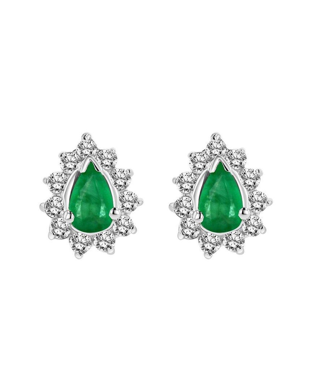 LEVARON Green 14K 0.70 Ct. Tw. Diamond & Emerald Earrings