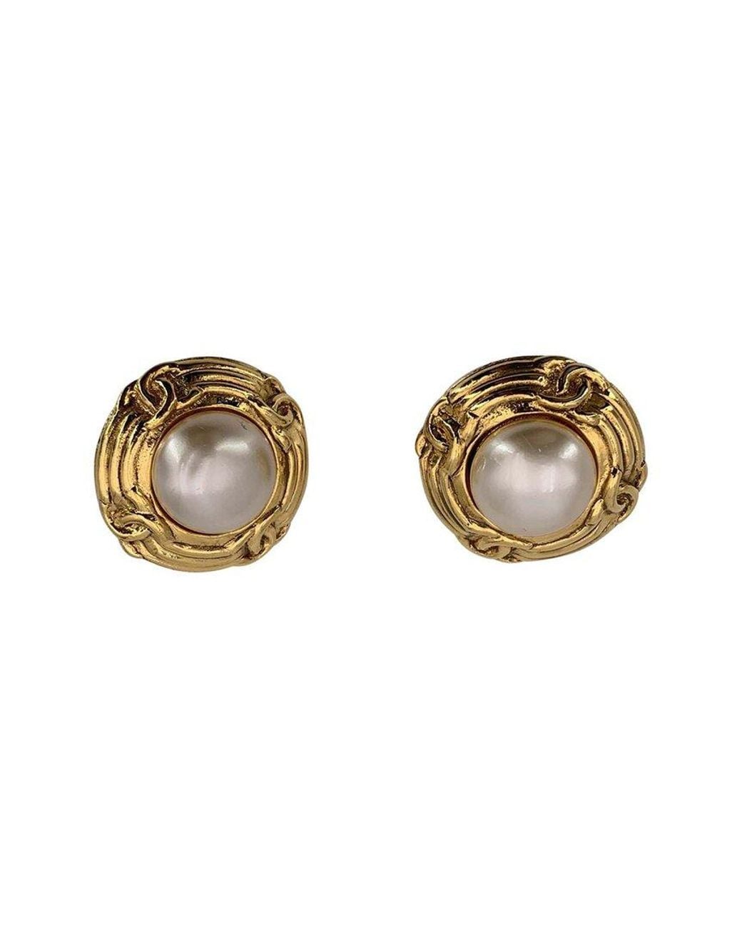 Chanel Metallic Vintage Earrings (authentic Pre-loved)