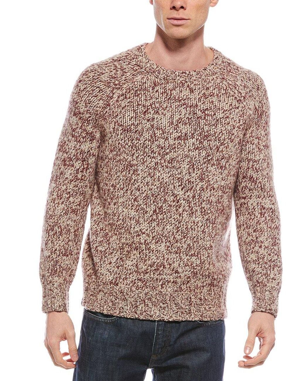 Brunello Cucinelli Brown Wool, Cashmere, & Silk-Blend Crewneck Sweater for men