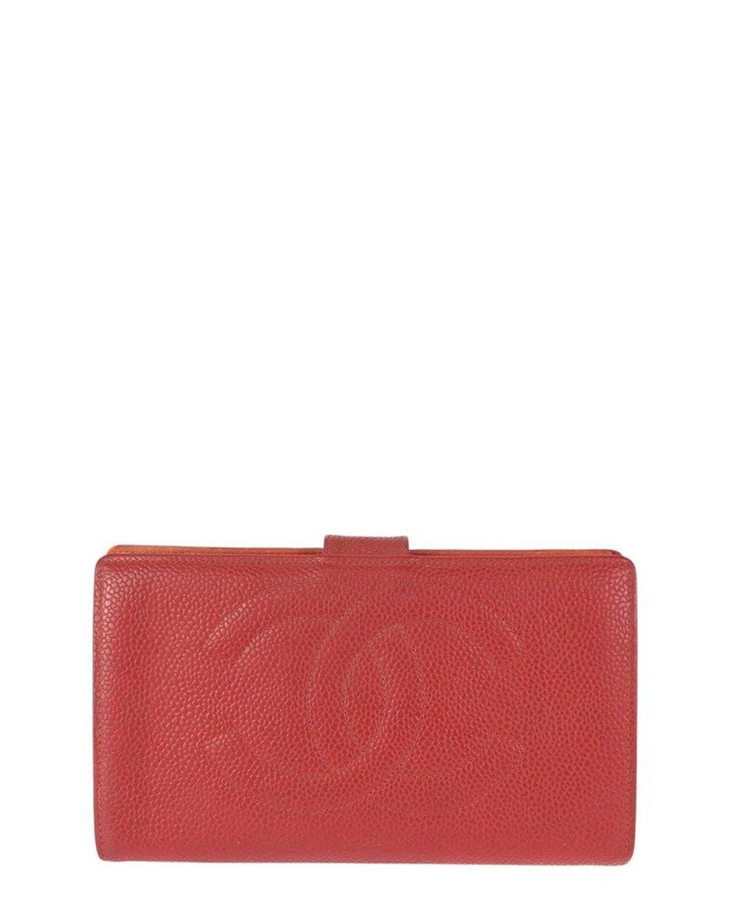 Chanel Red Caviar Leather Long Wallet (authentic Pre-loved)