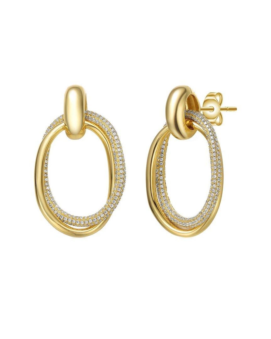 Rachel Glauber Metallic 14k Plated Cz Dangle Earrings
