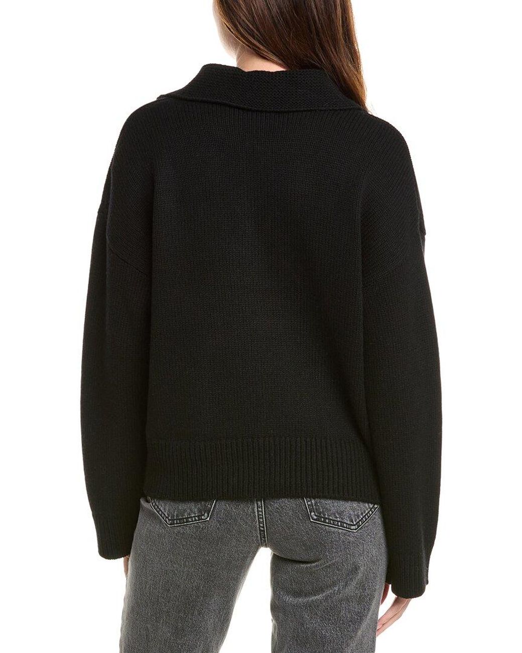 Rag & Bone Black Danica Wool & Cashmere-Blend Polo Sweater