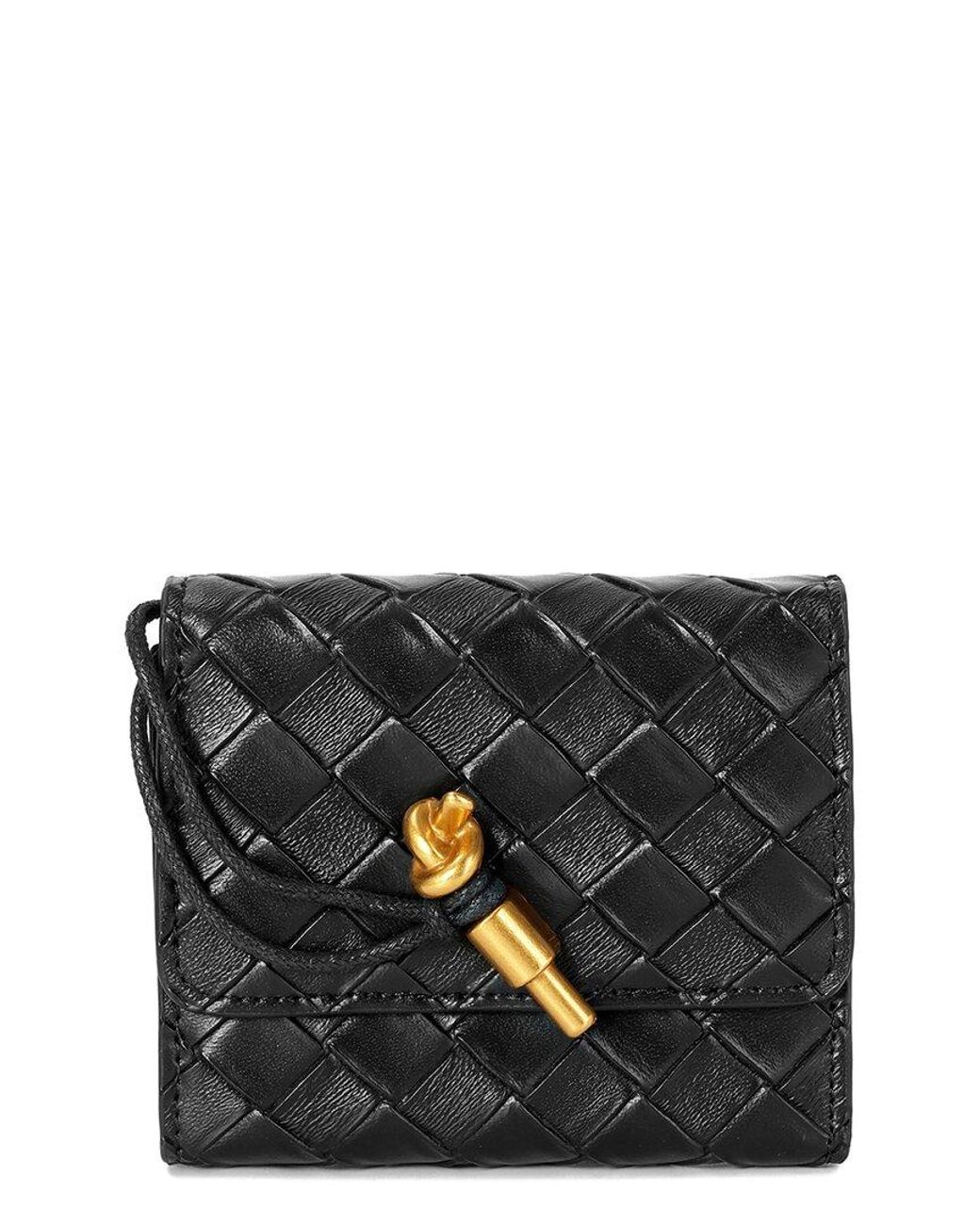 Tiffany & Fred Paris Black Woven Leather Wallet