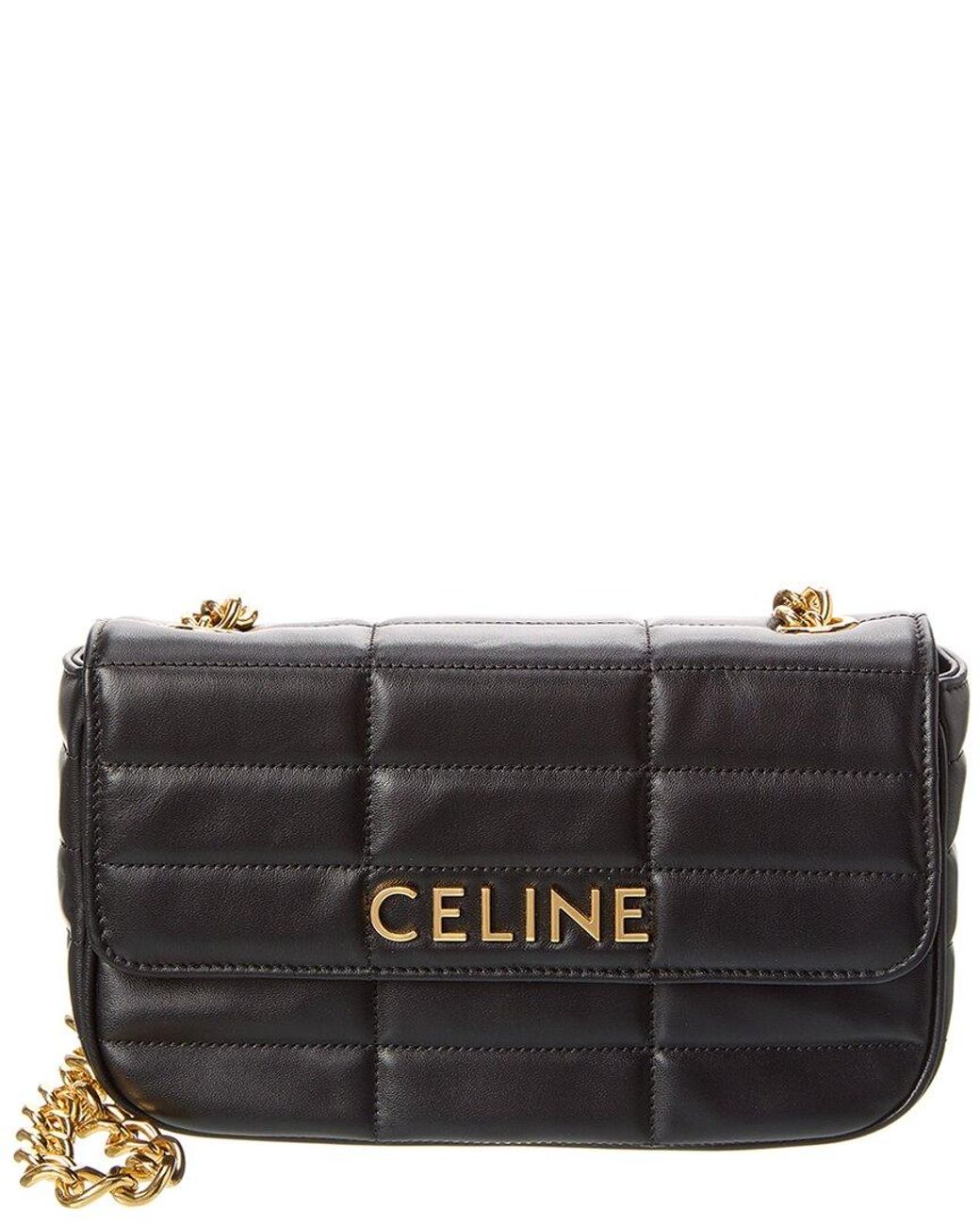 Celine - Chain Shoulder Bag Cuir Triomphe in Shiny Calfskin Black for Women - 24S
