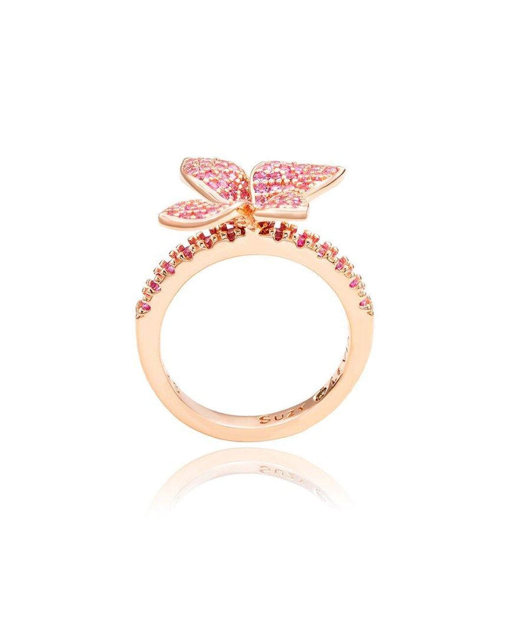 Suzy Levian Silver 0.02 Ct. Tw. Diamond & Pink Sapphire Ring