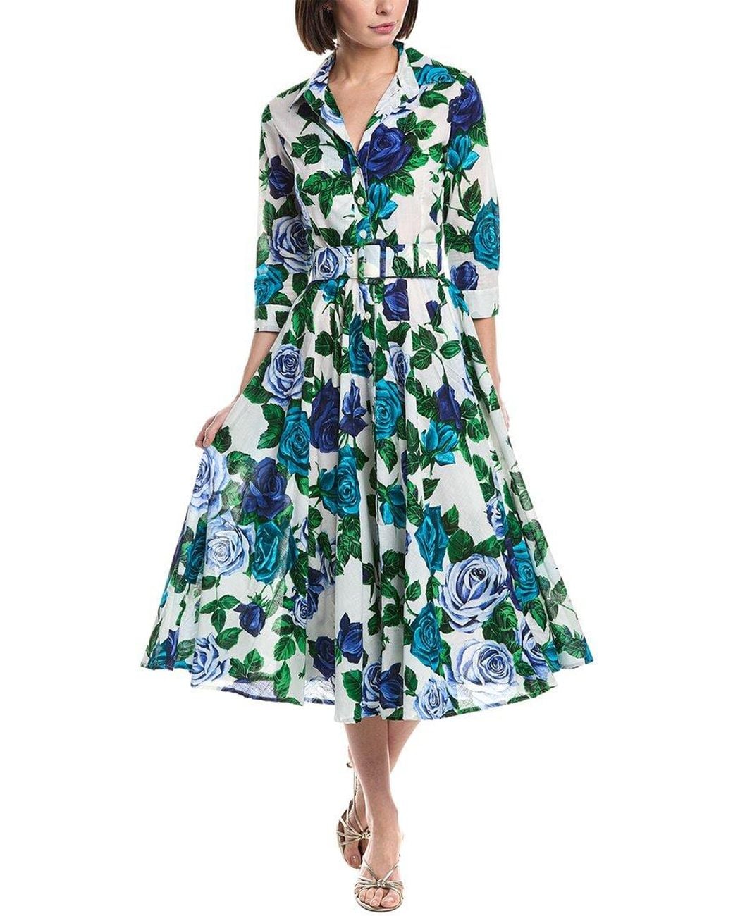Samantha Sung Blue Aster Midi Dress