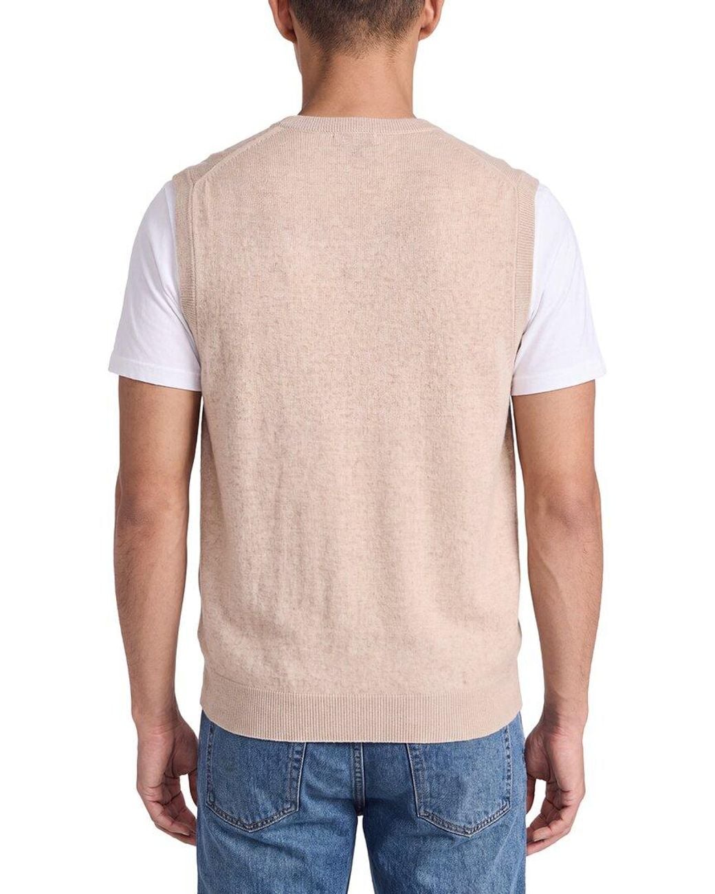 N.Peal Cashmere Blue Westminster Slipover Cashmere Vest for men