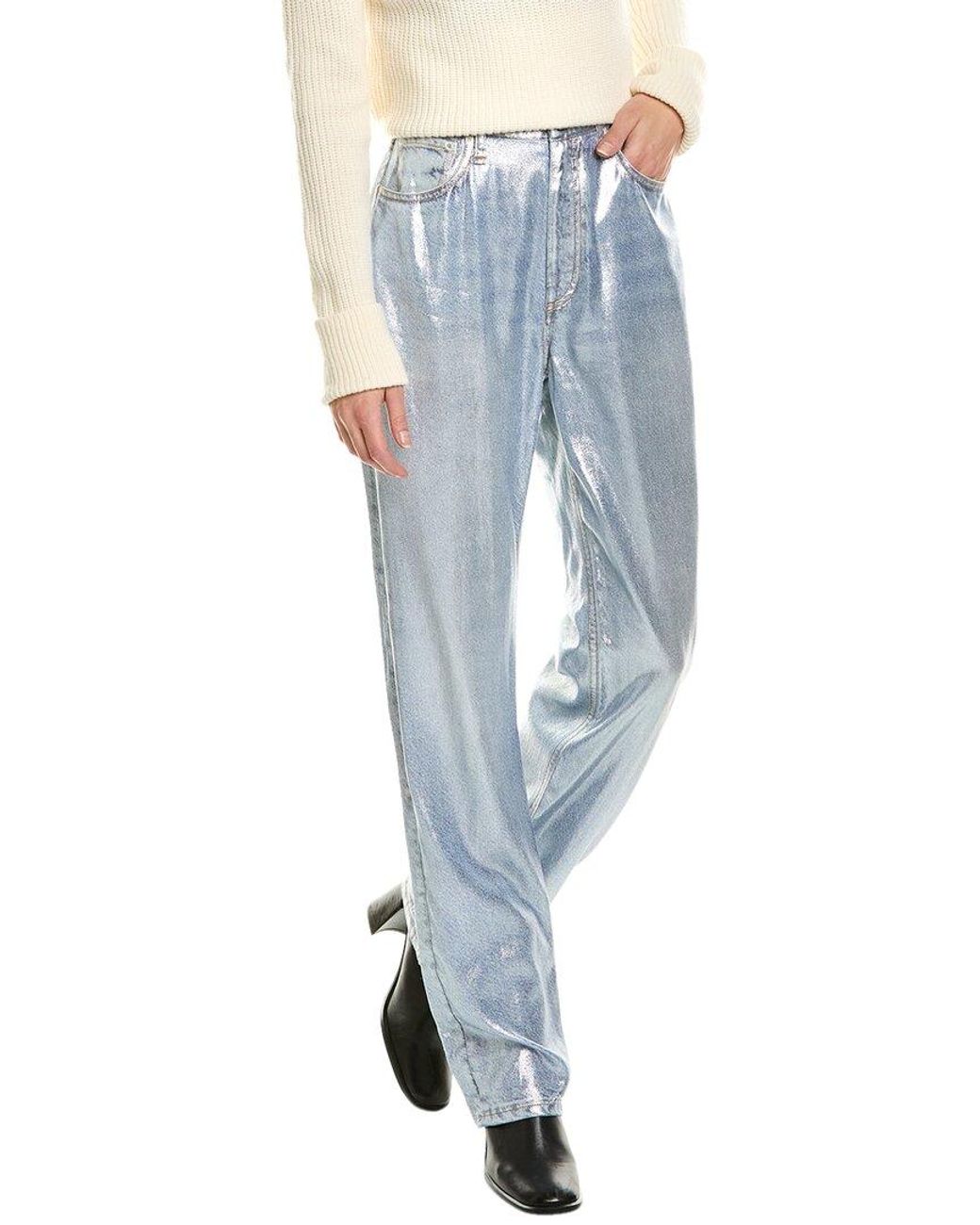 Rag & Bone Alex Liquid Luna Silver High-rise Straight Jean in Blue | Lyst
