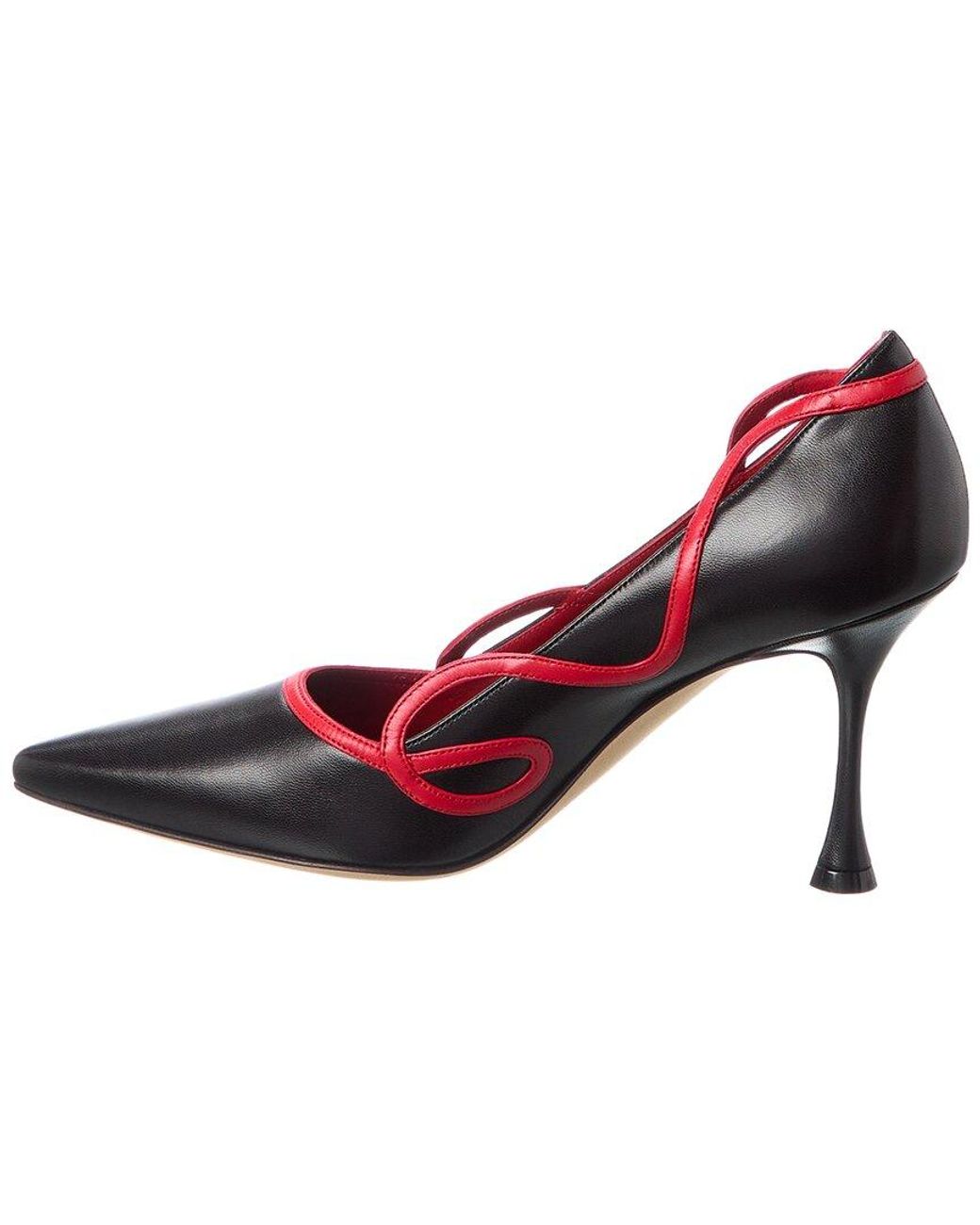 Manolo Blahnik Red Ansaki 90 Leather Pump