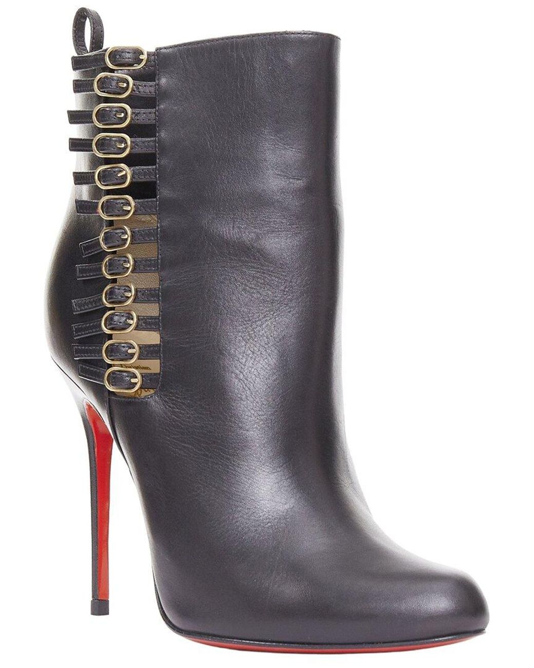 Christian Louboutin Gray Leather Safety 100 Stiletto Boot (Authentic Pre- Loved)