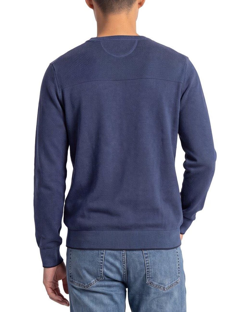 Raffi Blue Birdseye V-Neck Sweater for men