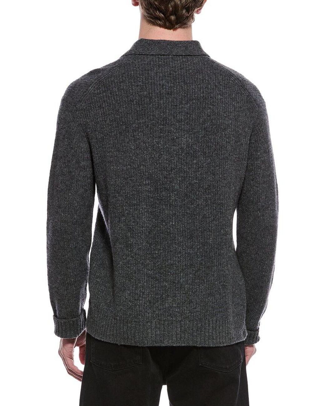 Theory Black Wool & Cashmere-Blend Polo Shirt for men