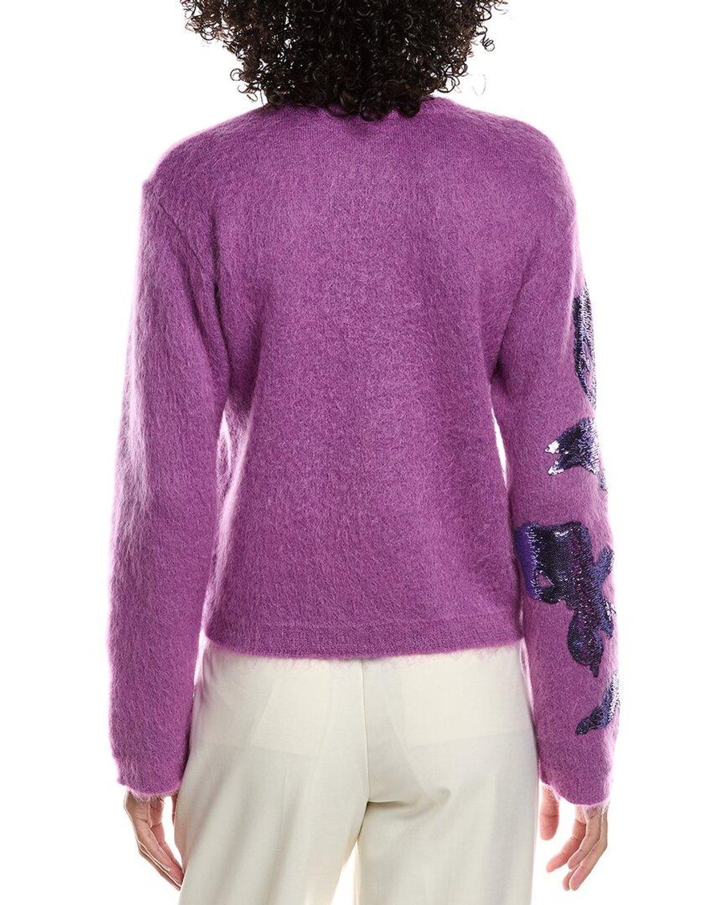 Valentino Purple Sequin Patch Wool & Mohair-Blend Sweater
