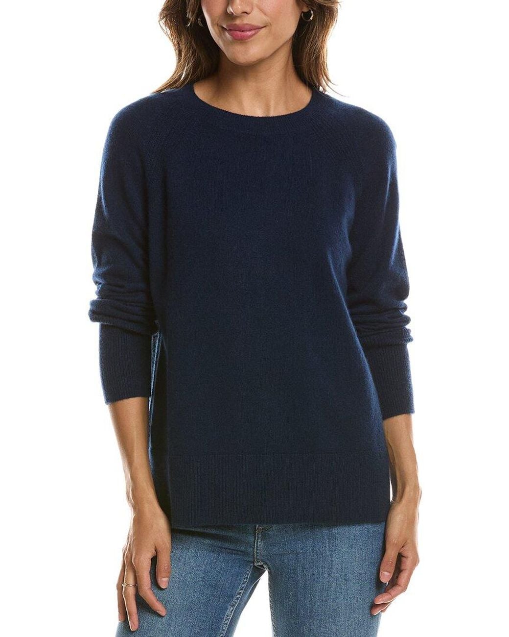 Forte Blue Easy Crewneck 100% Cashmere Sweater