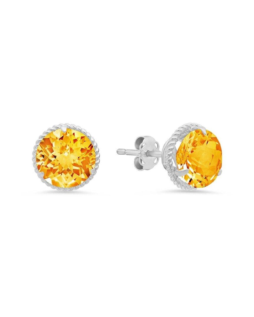 MaxColor Metallic 14k 2.90 Ct. Tw. Citrine Halo Studs
