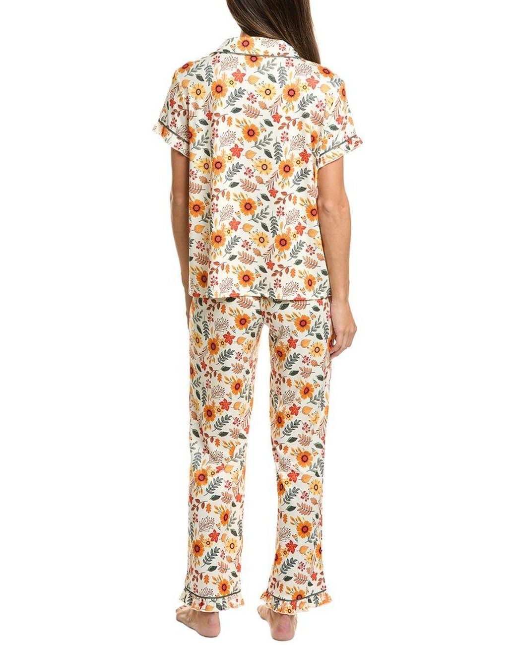 Haute Dreamz Metallic 2Pc Frilly Front Tie Notch Pajama Set