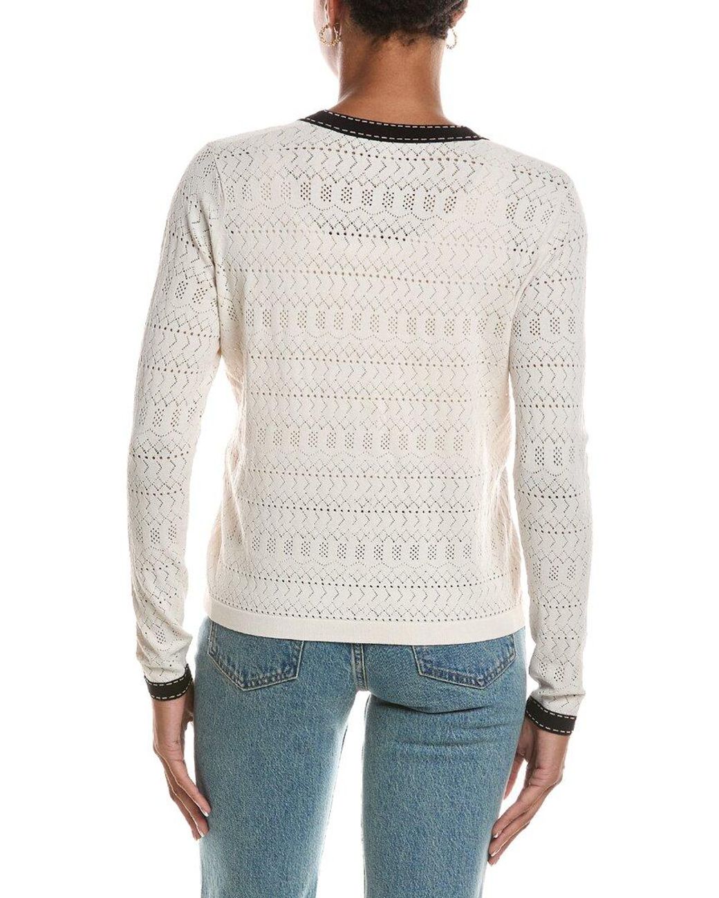 Autumn Cashmere White Pointelle V-Neck Cardigan
