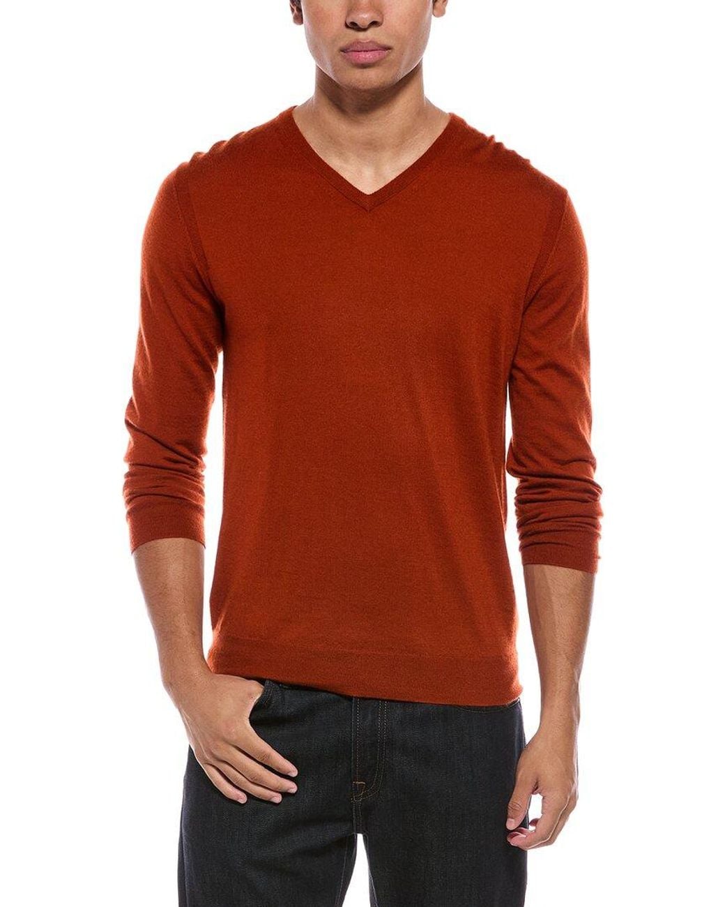 N.Peal Cashmere Red Conduit Fine Gauge Cashmere & Silk-Blend V-Neck Sweater for men