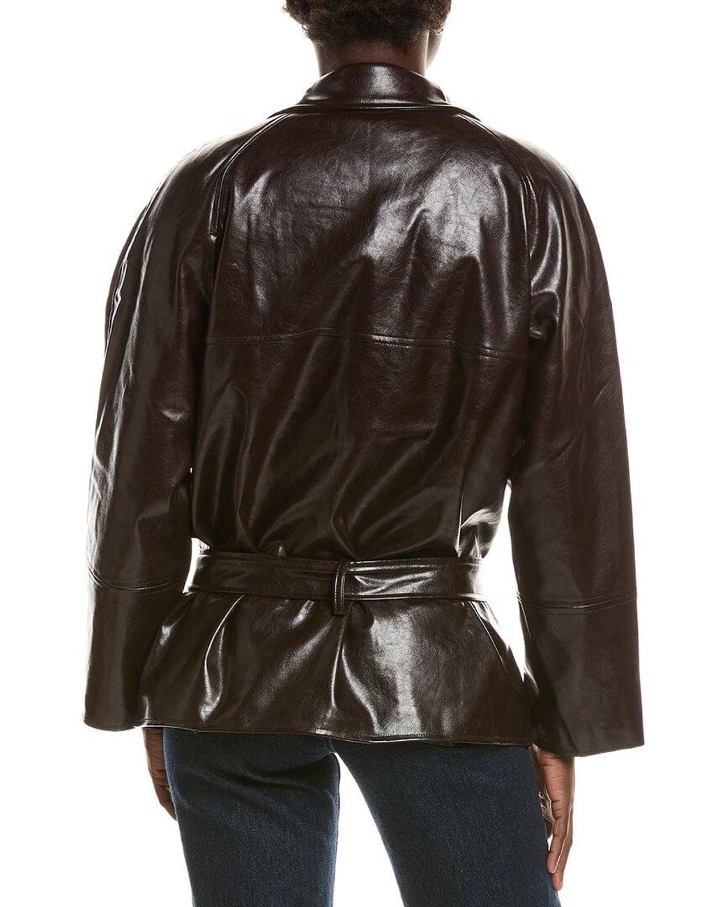 Noize Black Bridget Tie Vegan Leather Coat