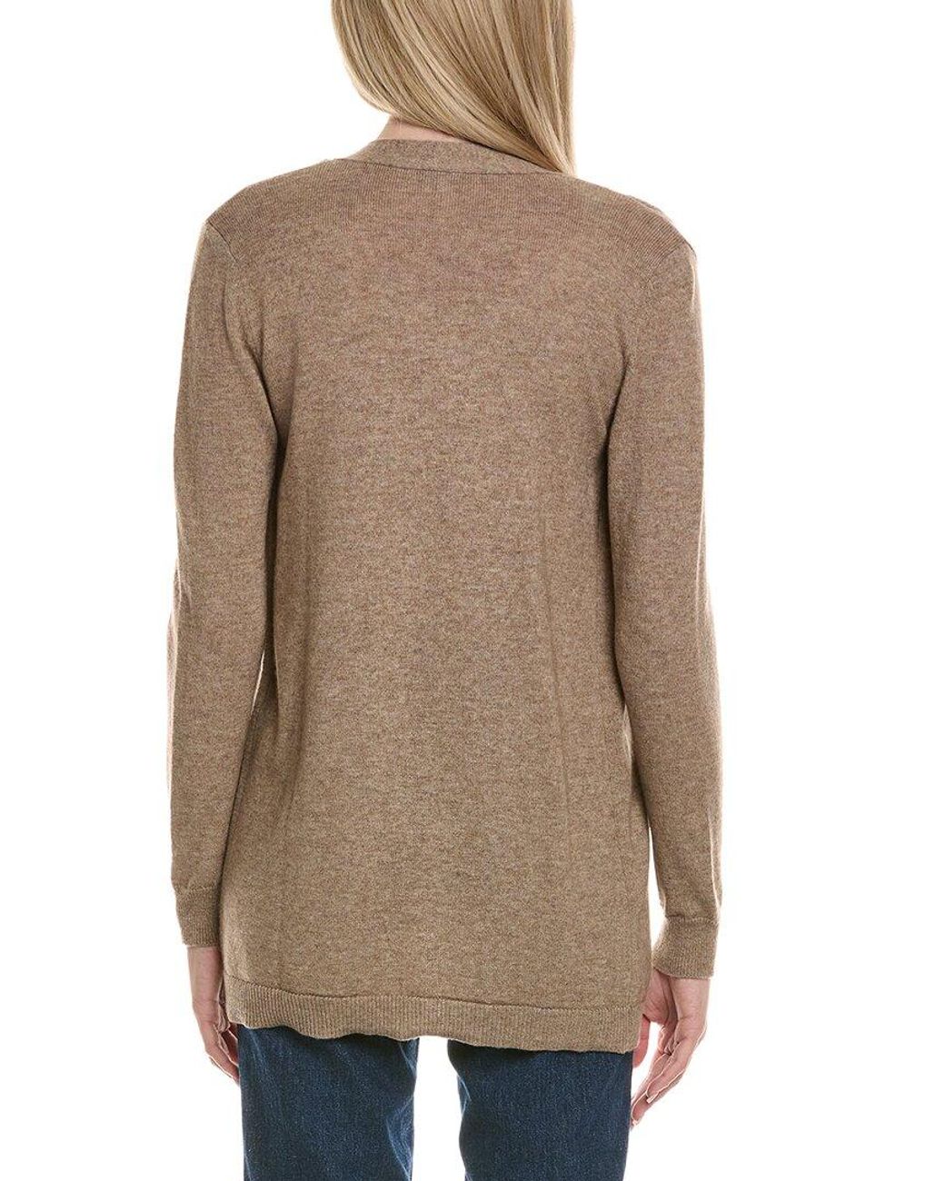 Sofiacashmere Brown Braided Cable Wool & Cashmere-Blend Cardigan