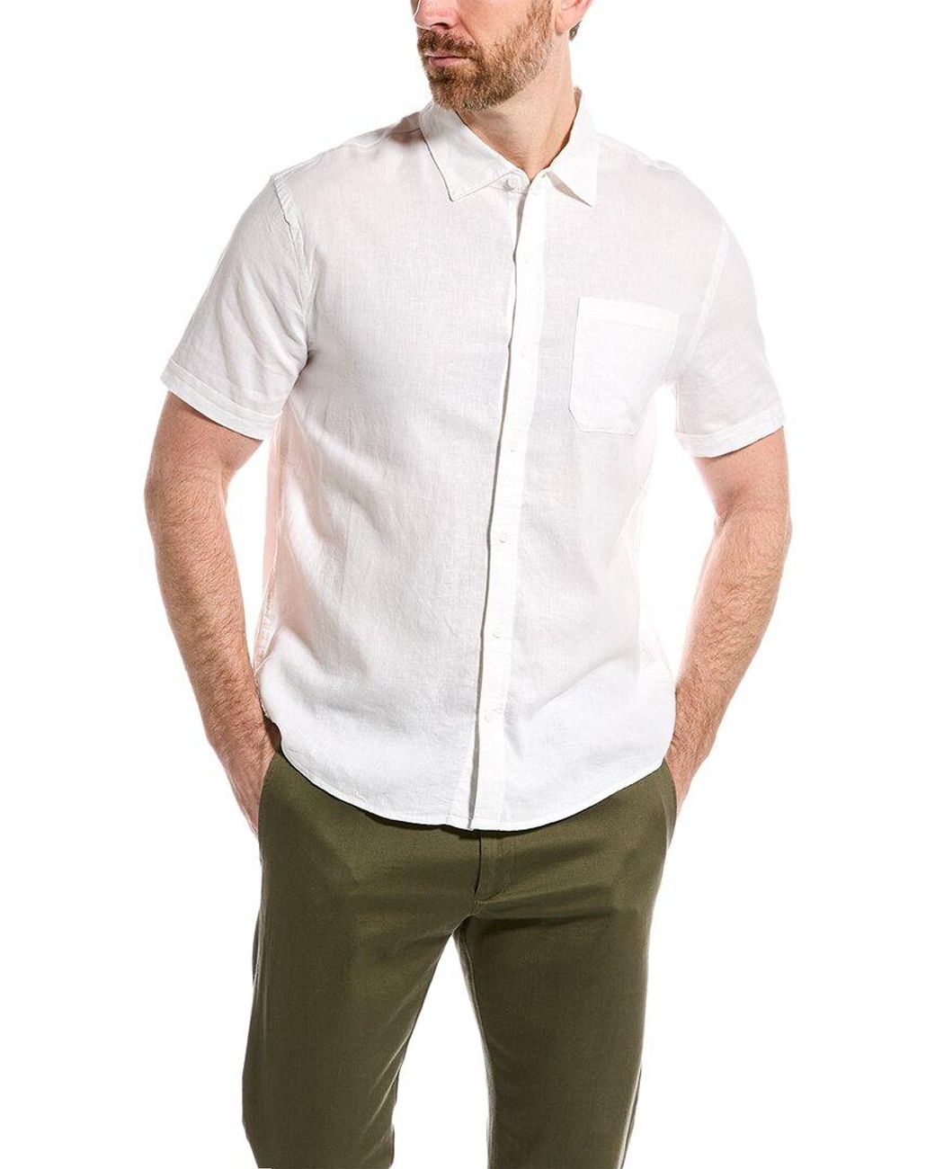Magaschoni Linen-blend Woven Shirt in White for Men | Lyst UK