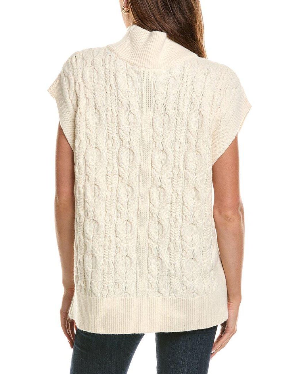 525 America Natural Wool & Cashmere-Blend Mock Neck Cable Vest