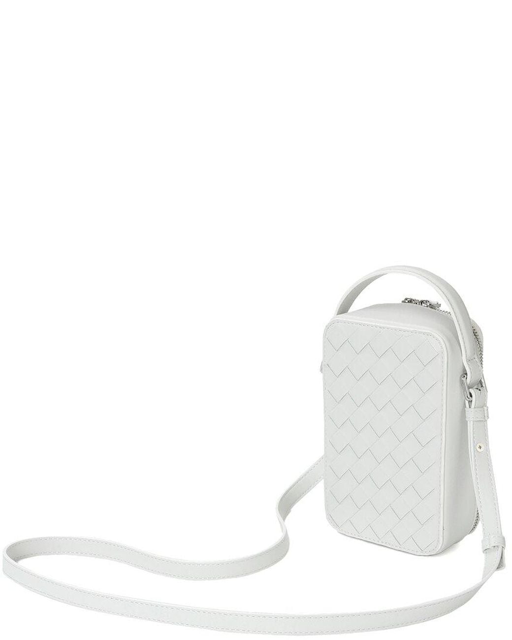 Tiffany & Fred Paris White Hand-Woven Leather Phone Bag