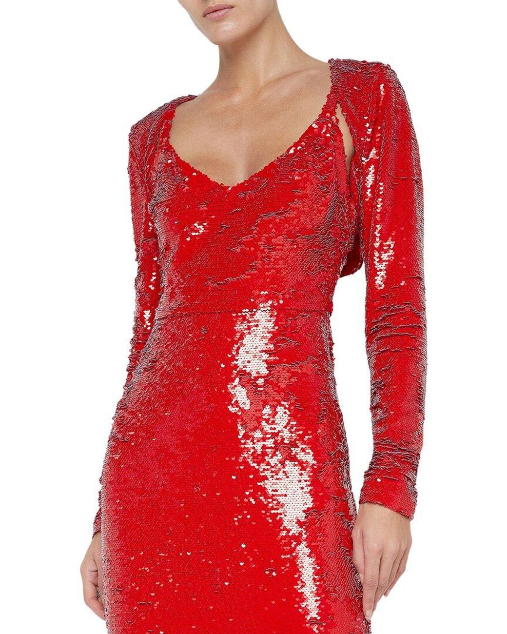 L'Agence Red Rocco Sequin Shrug