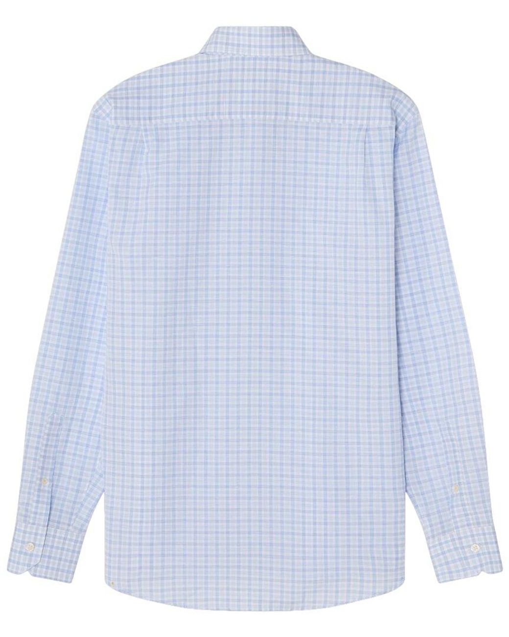 Robert Talbott Blue Reynolds Check Linen-Blend Shirt for men