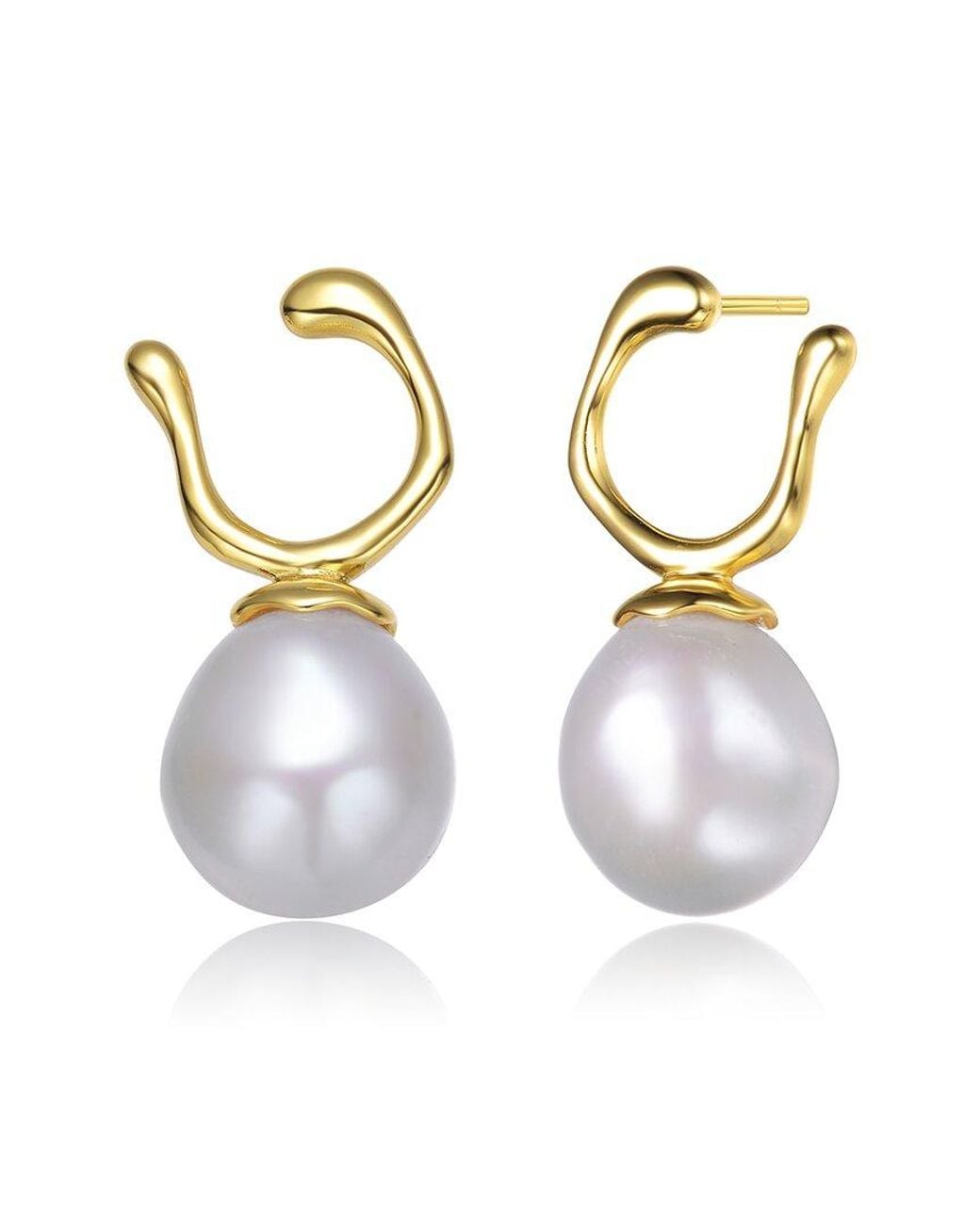 Rachel Glauber Metallic 14k Over Silver Pearl Earrings