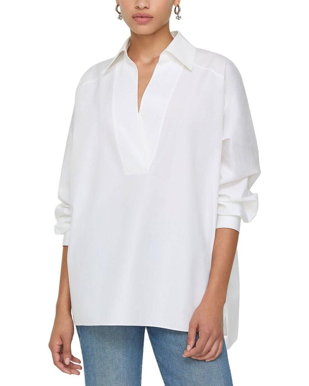 Lafayette 148 New York White Oversized Popover Shirt