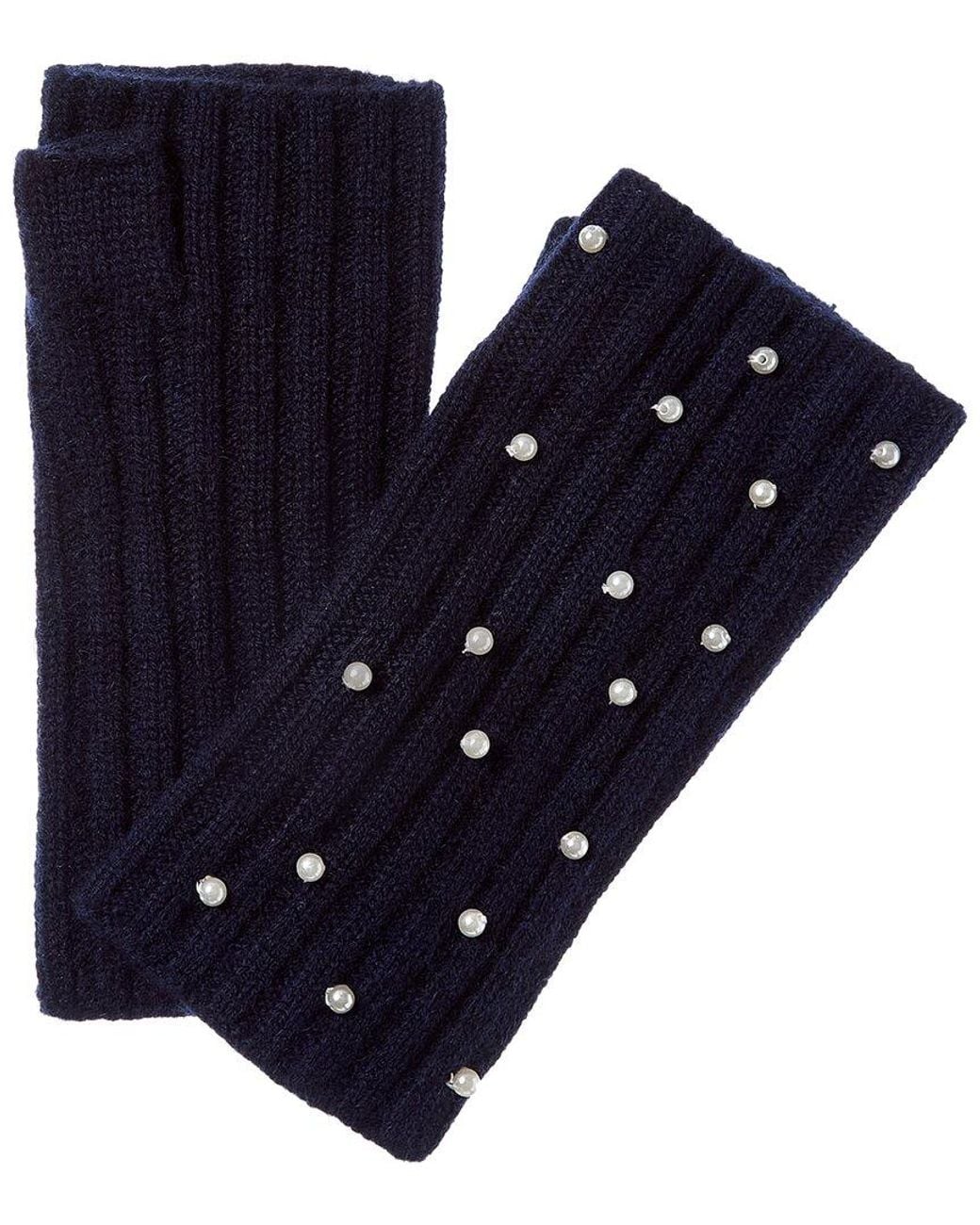 Sofiacashmere Blue Sofiacashmere 2X2 Rib Fingerless Cashmere Glove