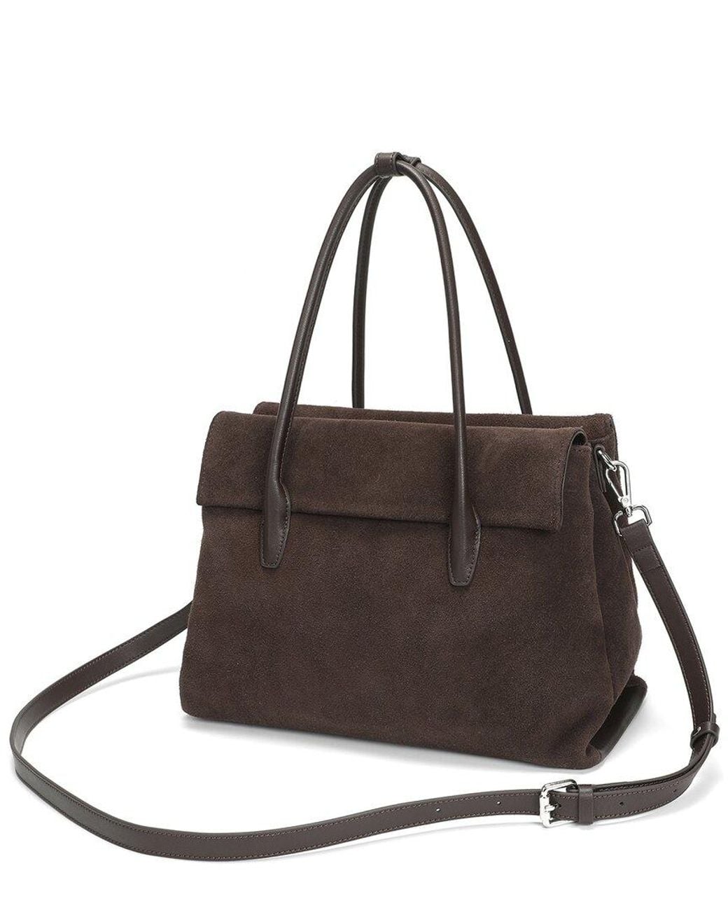 Tiffany & Fred Paris Brown Suede Foldover Tote