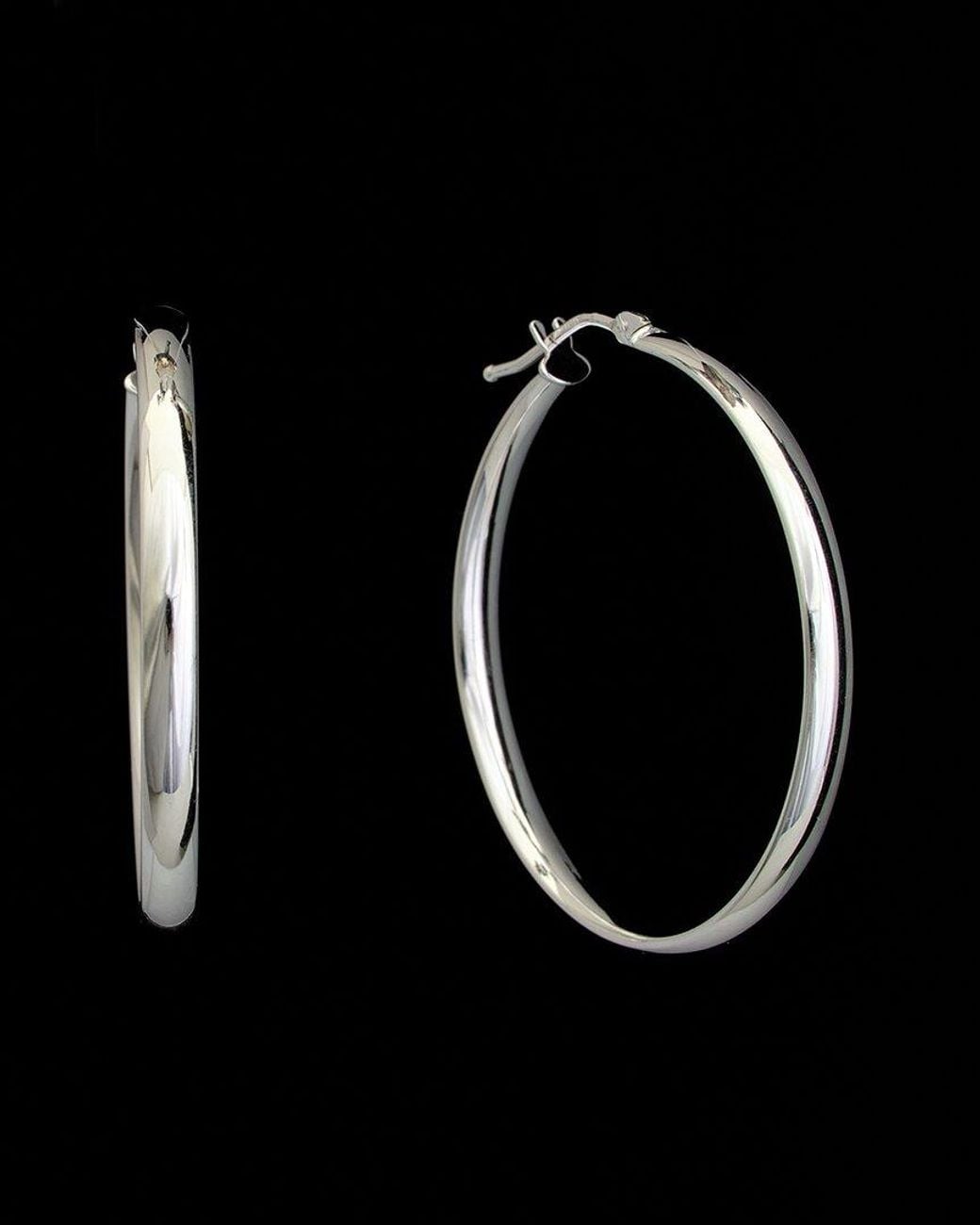 Italian Gold Black 14k Polished Hoops