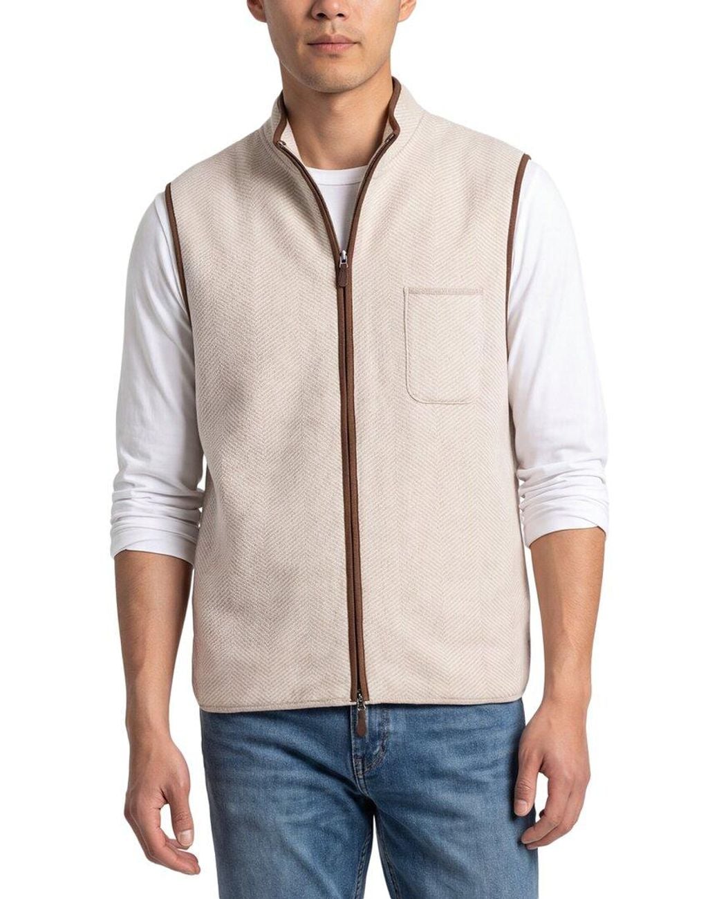 N.Peal Cashmere Blue Shaftesbury 100% Cashmere Gilet for men