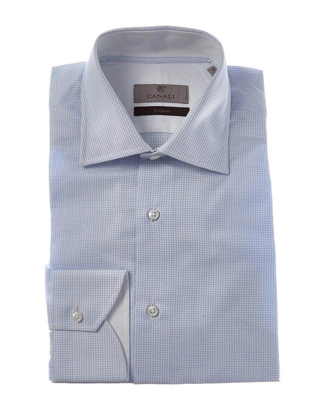Canali Blue Silk-Blend Dress Shirt for men