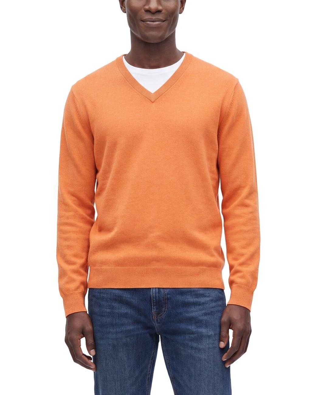 N.Peal Cashmere Orange Burlington Cashmere V-Neck Sweater for men
