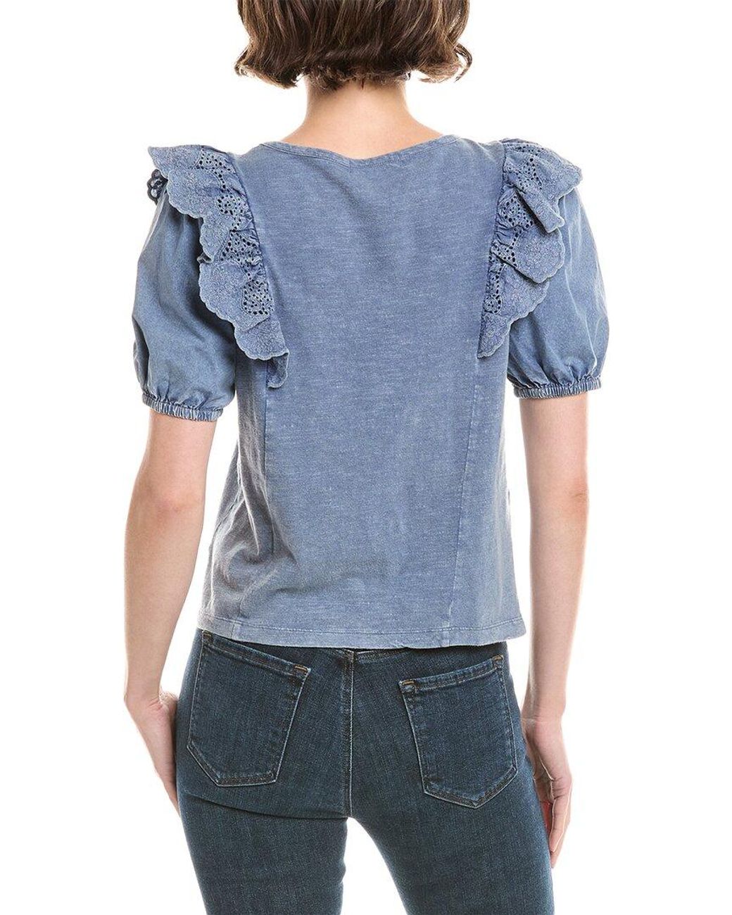 Design History Blue Eyelet Sleeve T-shirt