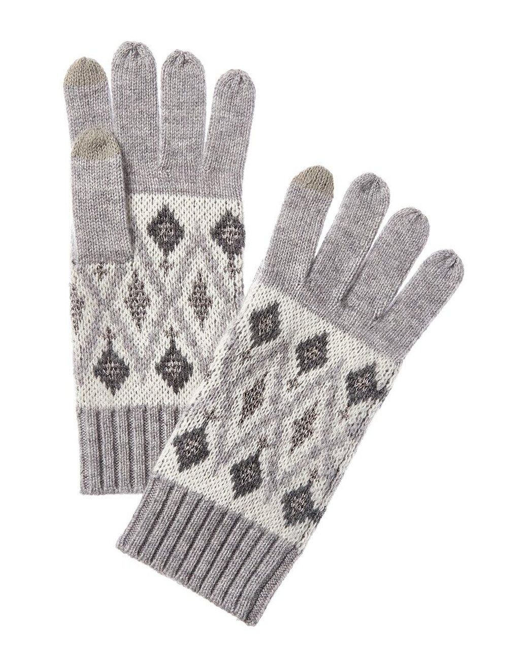 Sofiacashmere Gray Sofiacashmere Fairisle Lurex Wool & Cashmere-Blend Glove
