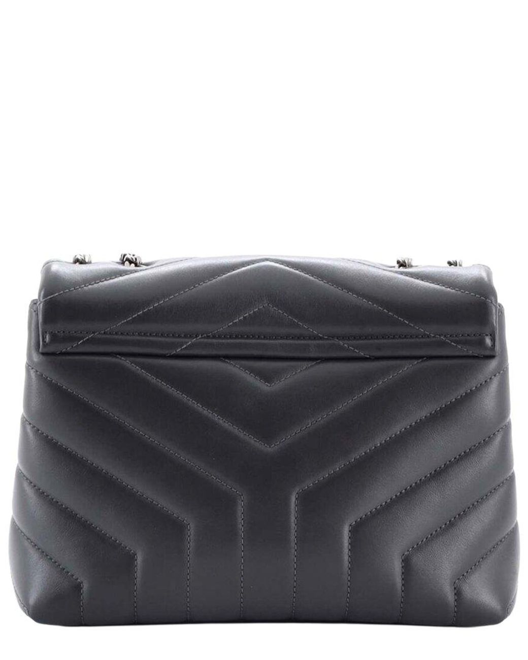 Saint Laurent Gray Loulou Shoulder Bag Matelassé Chevron Small (authentic Pre- Loved)