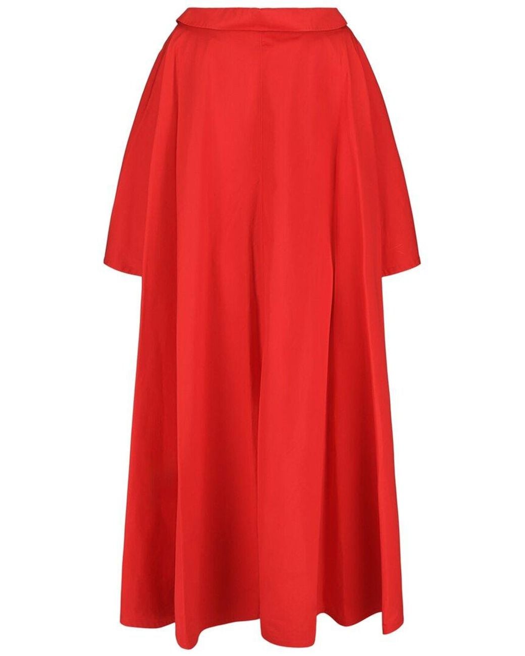 Valentino Red Button-Front Cape Dress