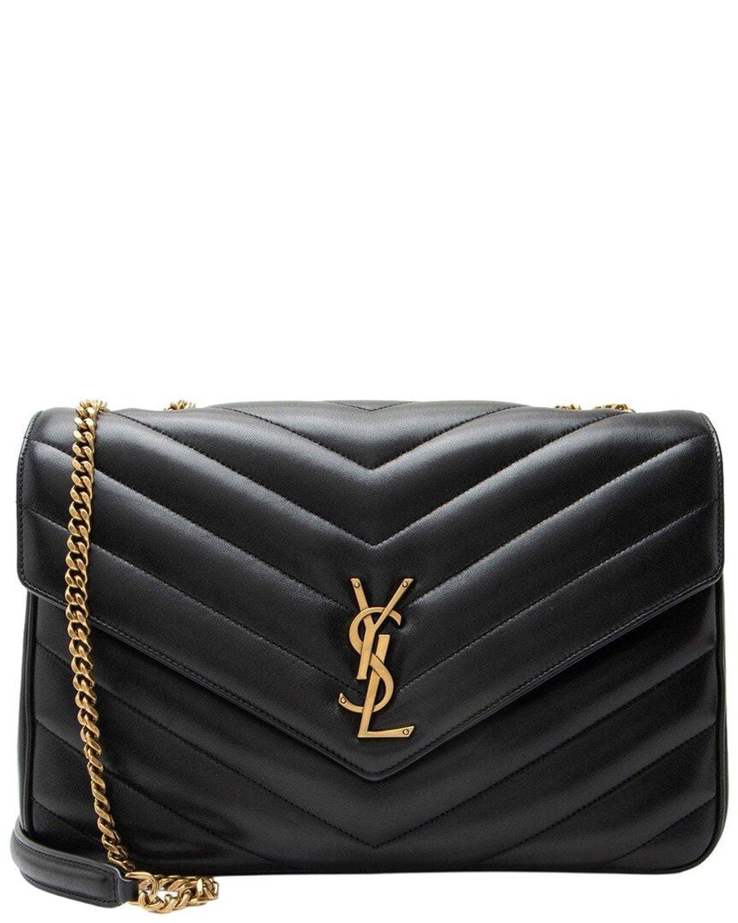 Saint Laurent Black Matelasse Lambskin Monogram Loulou Large Nm Shoulder Bag (authentic Pre-loved)
