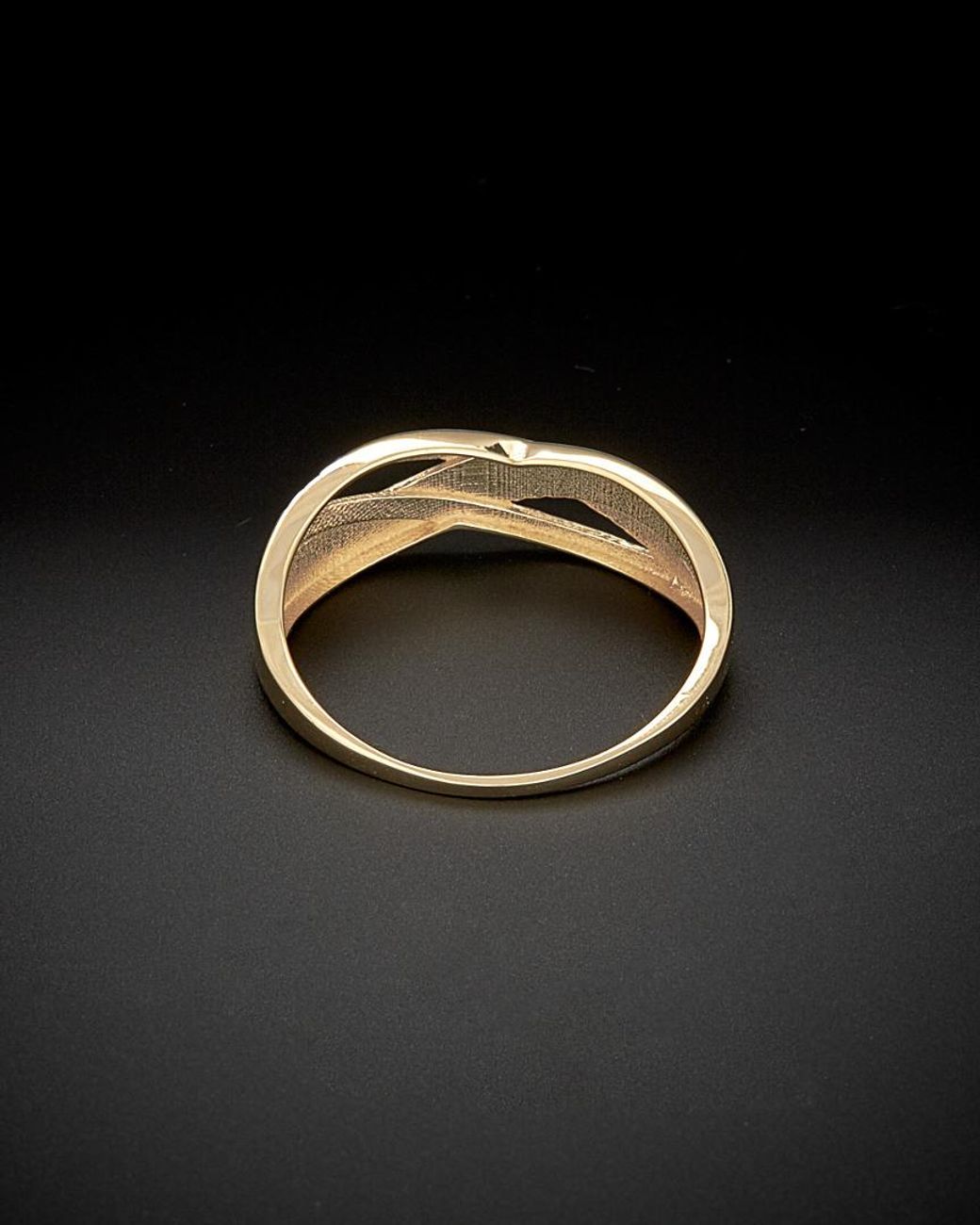 Italian Gold Black 14k Two-tone Diamond Cut Triple Highway Ring