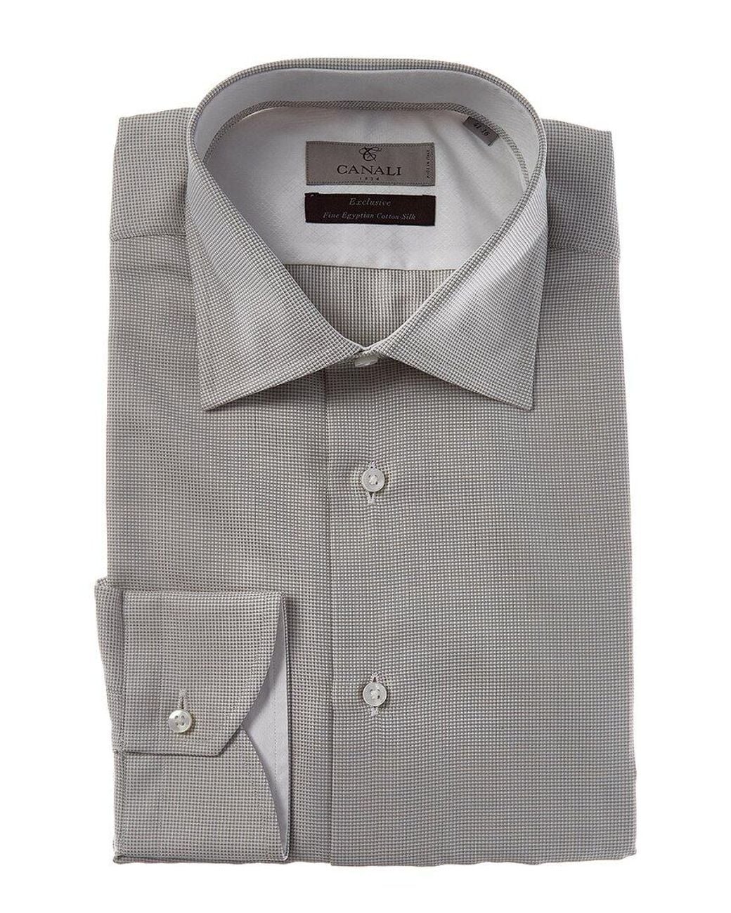 Canali Gray Silk-Blend Dress Shirt for men