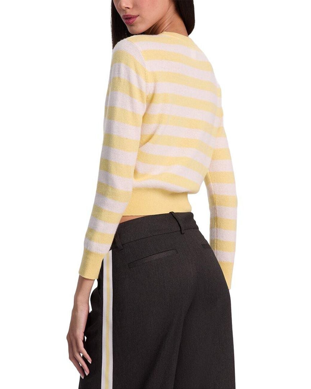 Alice + Olivia Black Carolann Shrunken Cashmere-Blend Top