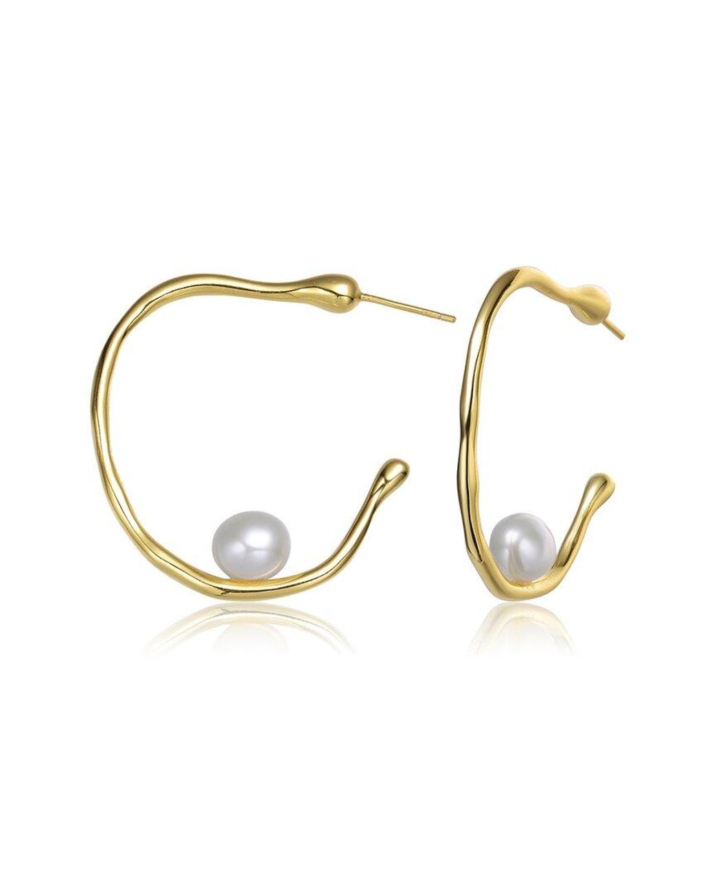 Rachel Glauber Metallic 14k Over Silver Pearl Earrings